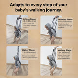 Baby Walking Helper Harness - Help Toddlers Learn to Walk Stand Up with Adjustable Handheld Walker - Learning Assistance Safety Belt Harness Support for Babies 6 to 24 Months (Gray)