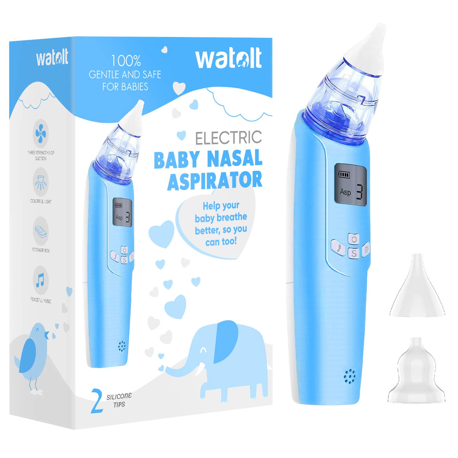 Baby Nasal Aspirator with 3 Level Suction and Music, Kids Infants